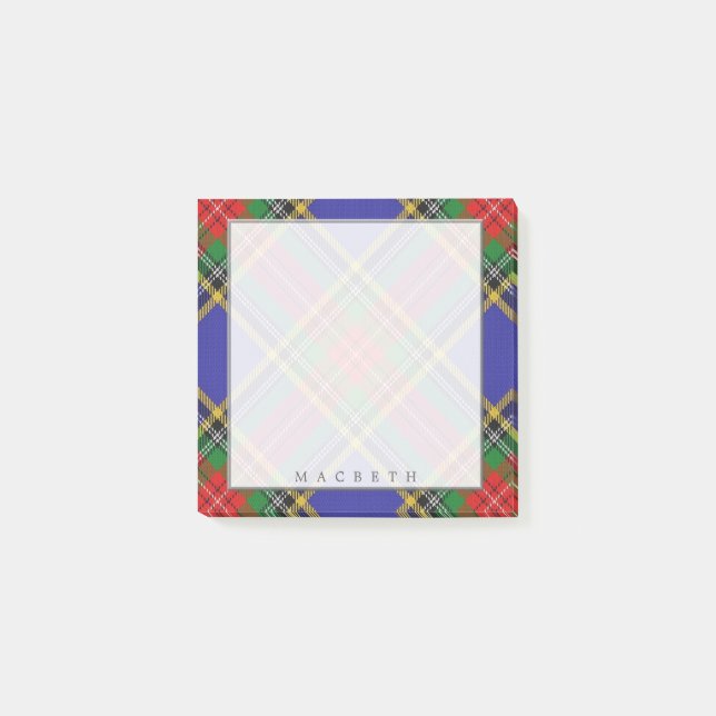 Regal Scottish Clan MacBeth Tartan Post-it Klebezettel (Vorderseite)