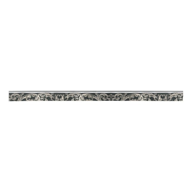 Regal Silver Blüh | Hunter Green Handfasts Satinband (Vorderseite)
