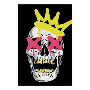 Regal Skull: Rosa, X-Mit Augen Kunst Poster