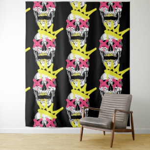 Regal Skull: Rosa, X-Mit Augen Kunst Wandteppich