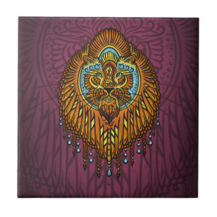 Regal Spirit Lion Verziertes Stammes Mandala Roa Fliese