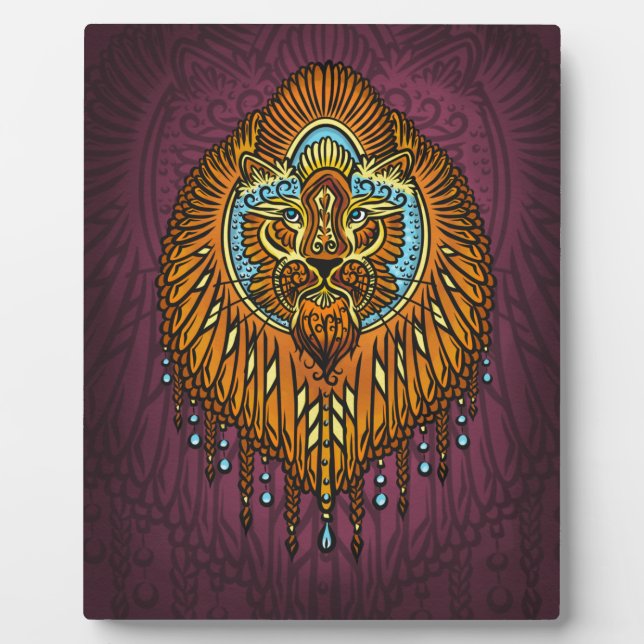 Regal Spirit Lion | Verziertes Stammes Mandala Roa Fotoplatte (Vorderseite)