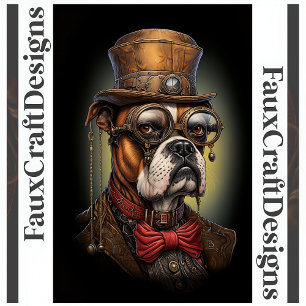 Regal Steampunk Boxer Dog Decoupage Right 117 Seidenpapier