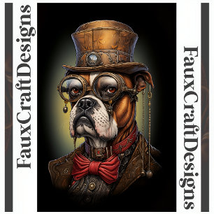 Regal Steampunk Boxer Hund Decoupage links 117 Seidenpapier