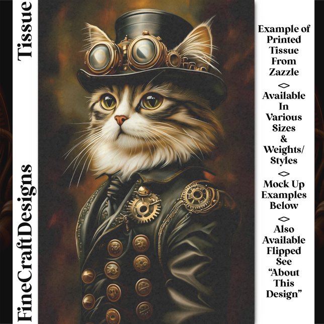 Regal Steampunk Tabby Cat Portrait DV2L Decoupage Seidenpapier (Von Creator hochgeladen)