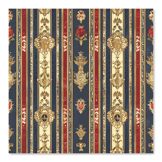 Regal Strips Gold Red Blue Rose Peel and Stick Tapete (Vorderseite)
