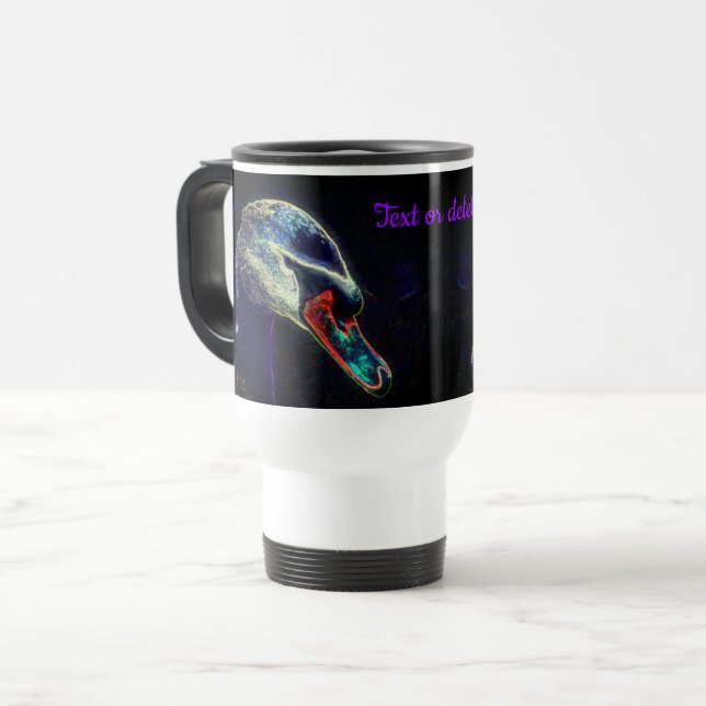 Regal Swan Abstrakt Art Personalisiert Reisebecher (Vorderseite Links)