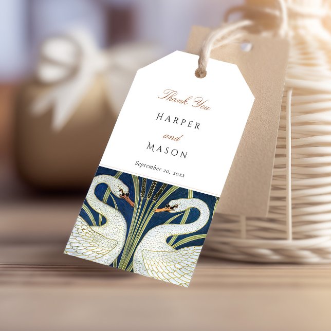 Regal Swan Pair Wedding-Geschenk-Tag Geschenkanhänger (Von Creator hochgeladen)