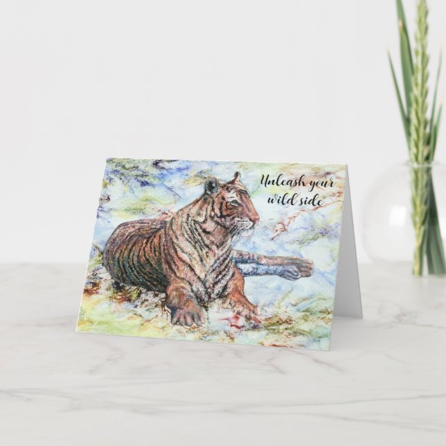 Regal Tiger Colorful Wirbel Retirement Karte (Vorderseite)