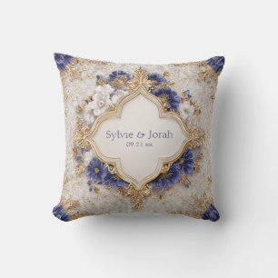 Regal Viktorianisch Blue and Gold Floral Elegante Kissen