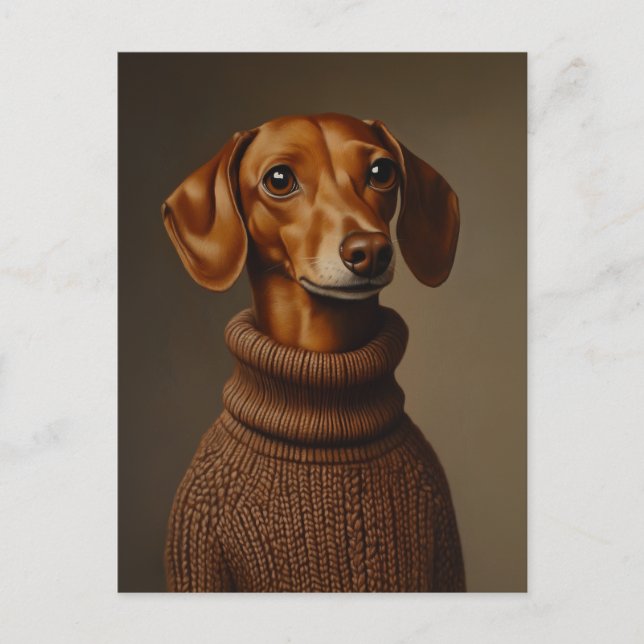 Regale Dackel in einem Turtleneck Postkarte (Vorderseite)