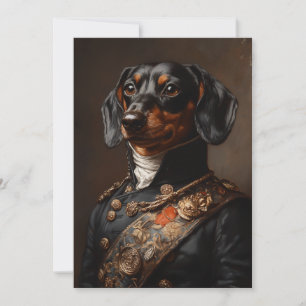 Regale Dackel in napoleonischer Militäreinheit Einladung