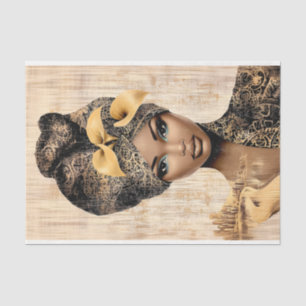 Regale Frau, Gold & schwarze Turban DH7R Decoupage Seidenpapier