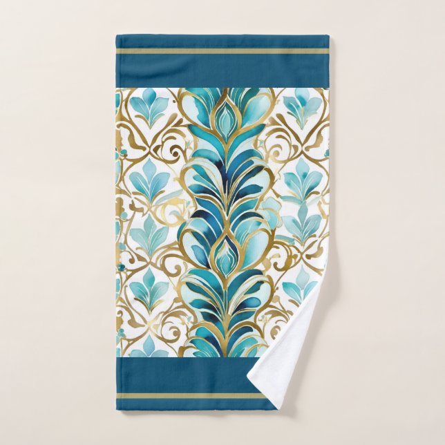 Regale Schnörkel aquamarin und Gold Handtuch (Handtuch)