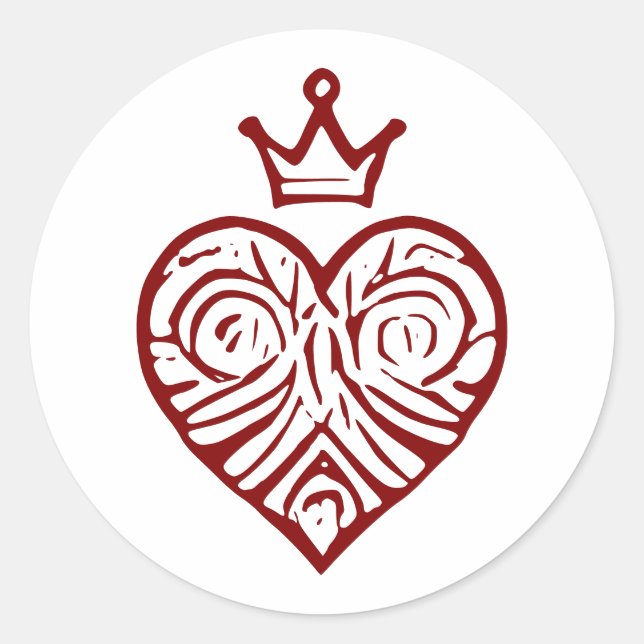 Regalherz mit kronenartistischem Design Runder Aufkleber (Vorderseite)