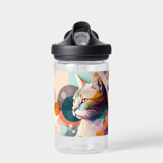 Regalkatze in Prismenfarben, Thermal Tumbler Trinkflasche (Vorne)