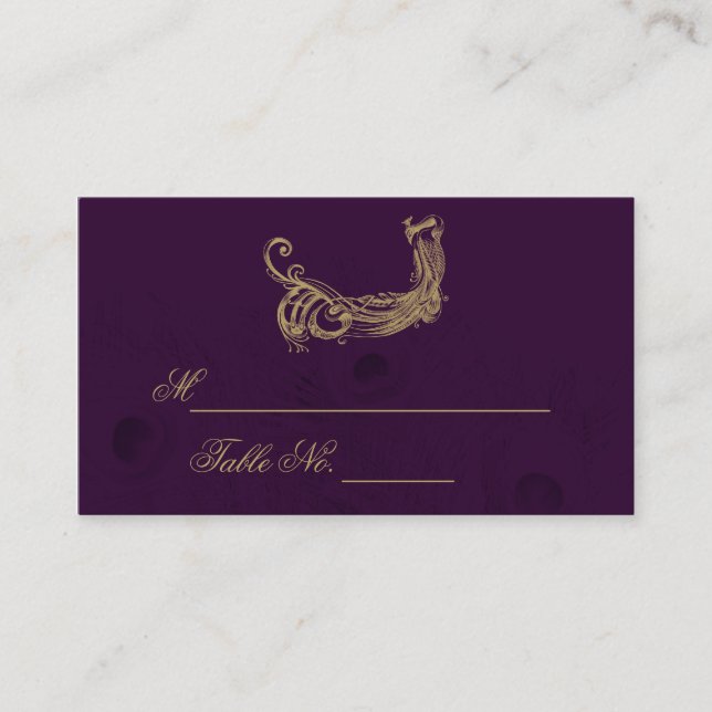 Regard de paon en Mariage violet carte de place (Devant)