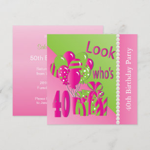 Regarde qui a 40 ans en rose - Invitation d'annive