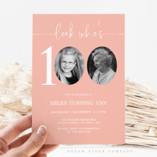 Regardez qui a 100 ans | Invitation rose 100e anni