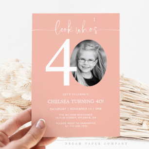 Regardez qui a 40 ans Invitation rose pour les 4