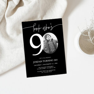 Regardez qui a 90 ans Invitation noir 90e annive