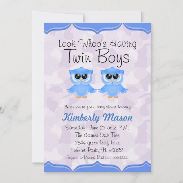 Regardez qui a des Baby showers jumeaux Invitation (Devant)