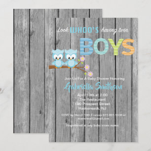 Regardez qui a la carte Baby shower Twin Boys