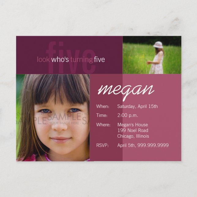 regardez qui aura cinq ans ・ Invitation d'annivers (Devant)