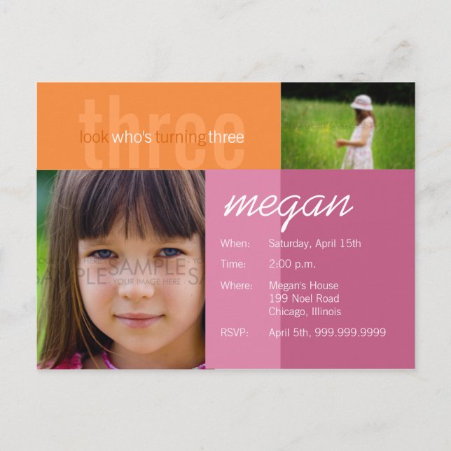 regardez qui aura trois ans ・ Invitation d'anniver (Devant)