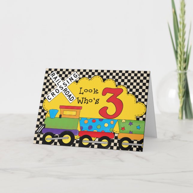 Regardez qui est 3 cartes de train d'anniversaire (Devant)