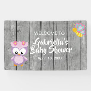 Regardez qui est bannière rose de hibou de baby