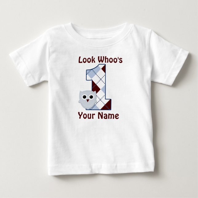 Regardez Whoo's 1 Owl Boys Anniversaire T-shirt (Devant)
