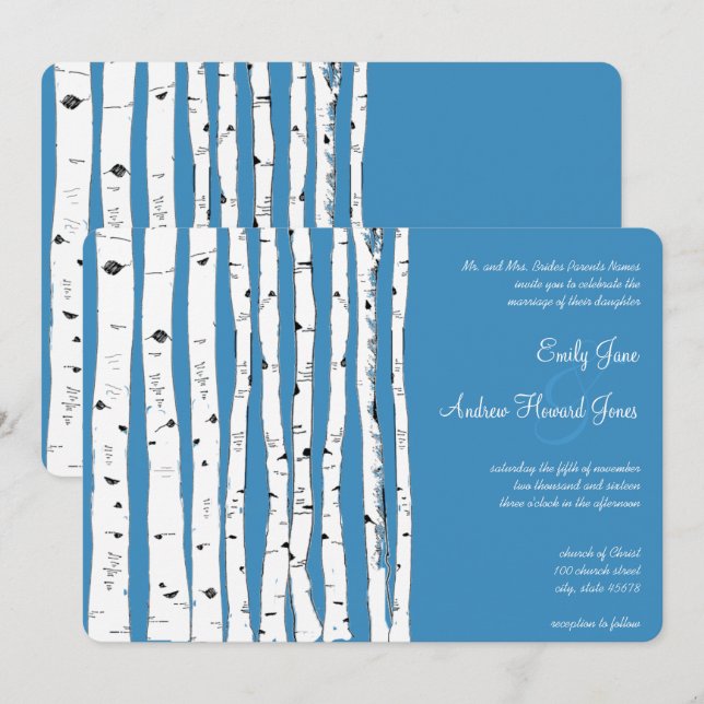 Regatta Blue Birch Tree Einladungen für Hochzeiten (Vorne/Hinten)