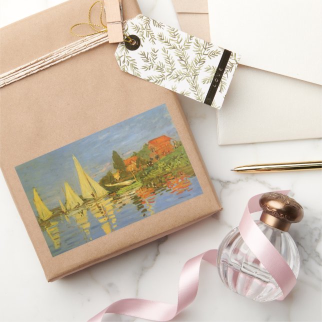 Regatta in Argenteuil von Claude Monet Rechteckiger Aufkleber (Schenken)