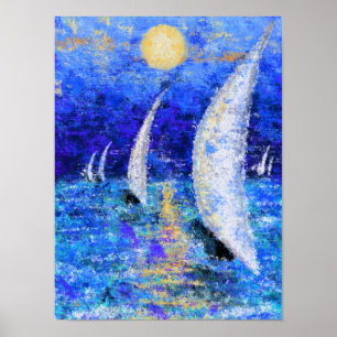 Regatta Sailing - Original Malerei Abstrakt Art Poster