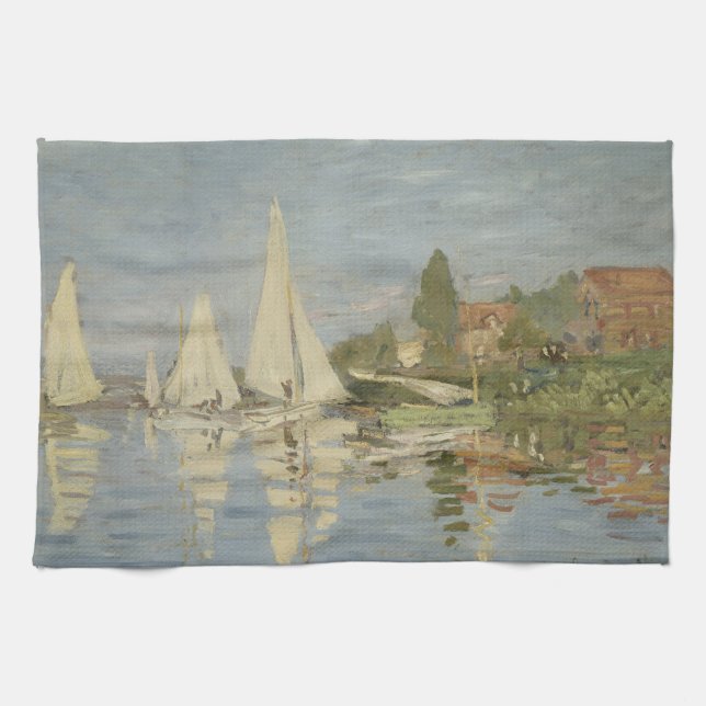 Regatten in Argenteuil, Ölgemälde, Claude Monet Geschirrtuch (Horizontal)