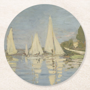 Regatten in Argenteuil, Ölgemälde, Claude Monet Runder Pappuntersetzer