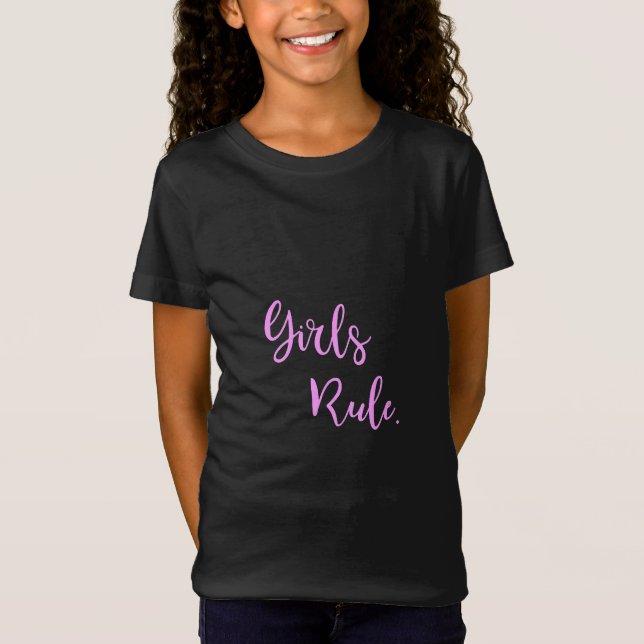 Regel für Mädchen - rosa Text, schwarz Cool T-Shirt (Vorderseite)