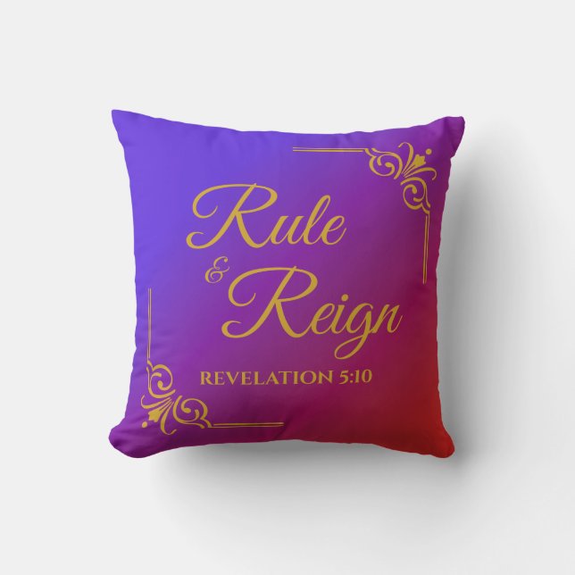 Regel & Regel 5:10 Offenbarung rot und Lila Kissen (Vorderseite)