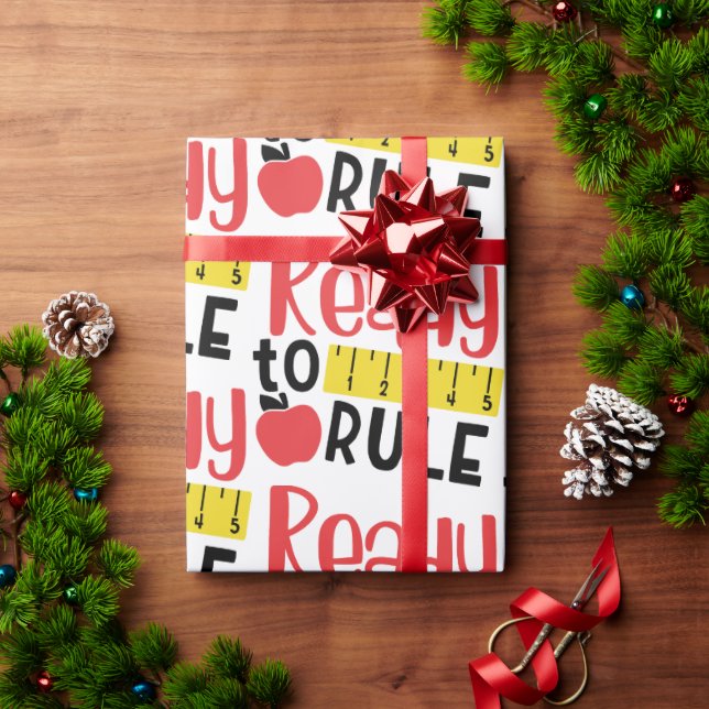 Regelfähig mit Lineal und Apfel Geschenkpapier (Feiertagsgeschenk)