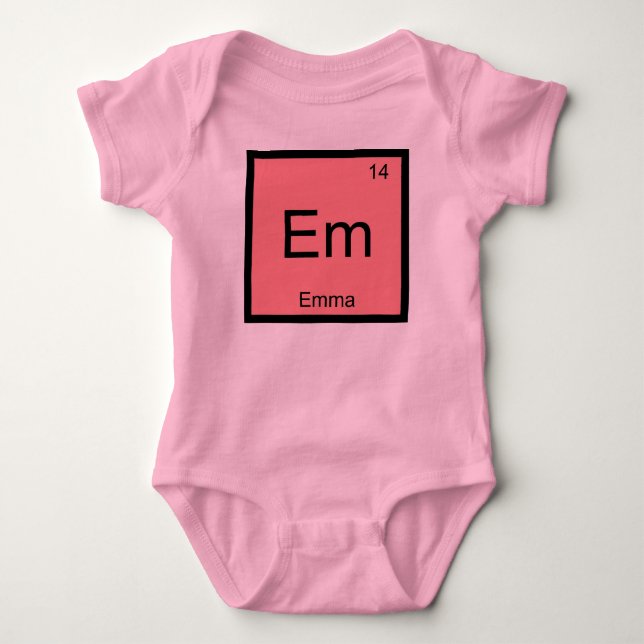 Regelmäßige Tabelle für Emma Name Chemistry Elemen Baby Strampler (Vorderseite)