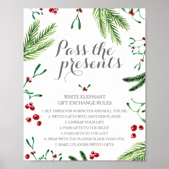 Regeln für den Austausch von Geschenken an weiße W Poster (Vorne)
