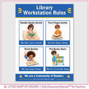 Regeln für den Bibliotheksarbeitsplatz Lehrer-Anke Poster