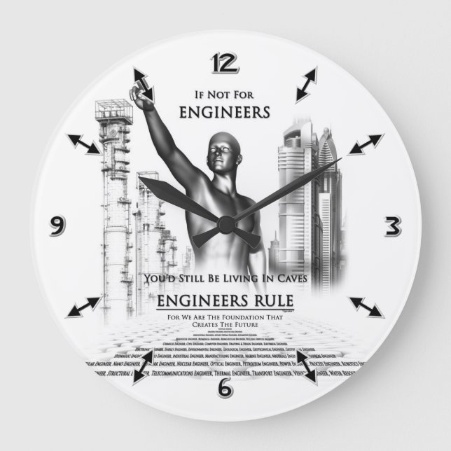 Regeln für Ingenieure Große Wanduhr (Vorderseite)