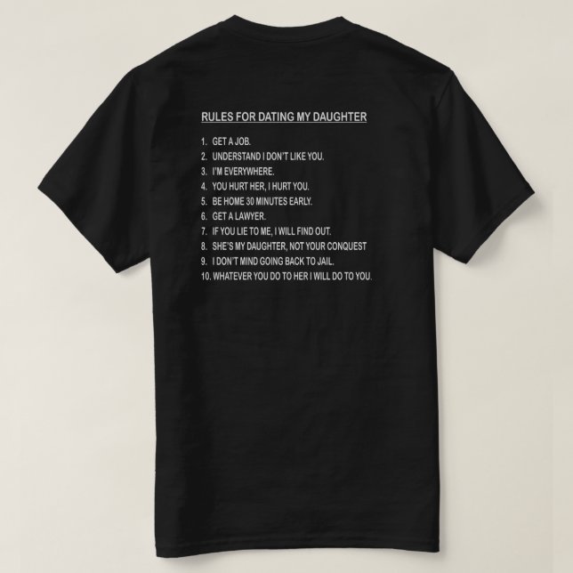 REGELN FÜR MEINE DAUGHTER VERABREDET T-Shirt (Design Rückseite)
