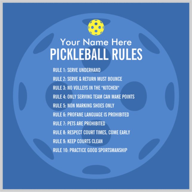 Regeln für Pickleball und Vinyl-Aufkleber für Spor Aufkleber (Vorderseite)