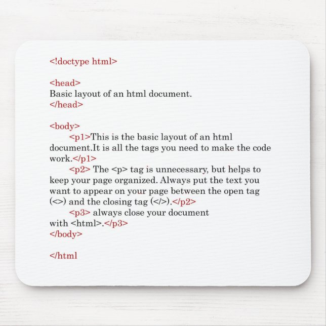 Regeln von HTML Mousepad (Vorne)