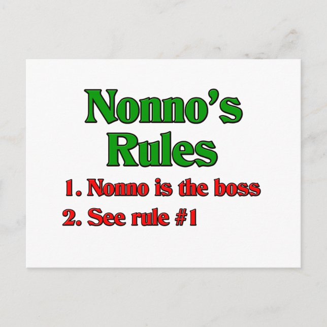 Regeln von Nonno (italienischer Großvater) Postkarte (Vorderseite)