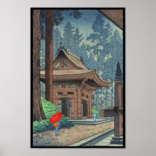 Regen am Enryakuji-Tempel Asano Takeji shin hanga Poster