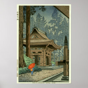 Regen am Enryakuji-Tempel Asano Takeji Shin Hanga Poster